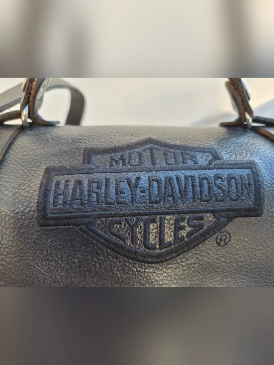 HARLEY-DAVIDSON VINTAGE BLACK LEATHER SADDLE HANDBAG - Picture 3 of 11